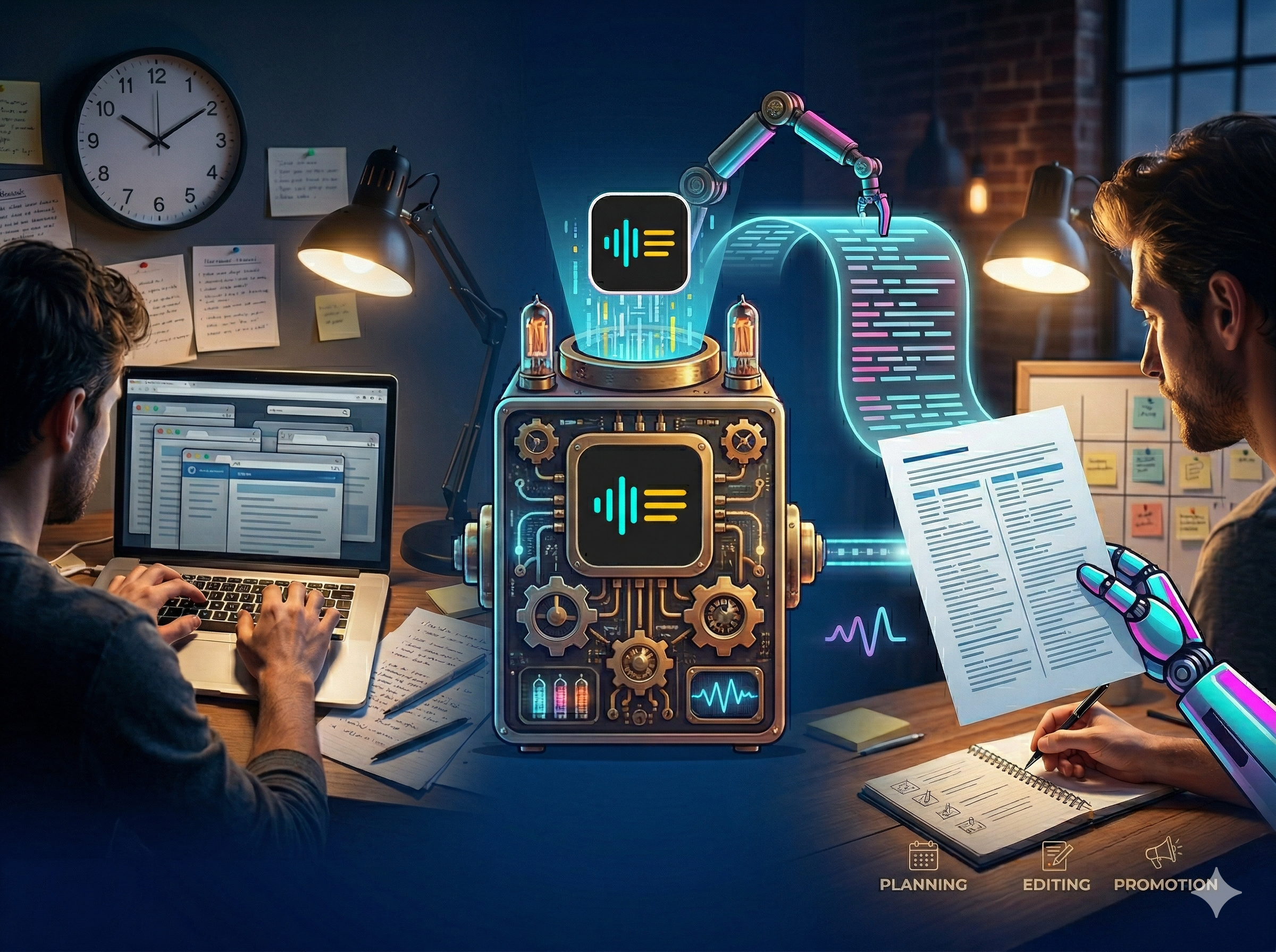 Creator workflow showing automated TikTok transcription replacing slow manual typing of video dialogue.